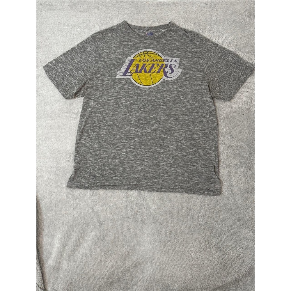 NBA Mens 2XL Heather Gray Los Angeles Lakers Distressed T-Shirt Casual